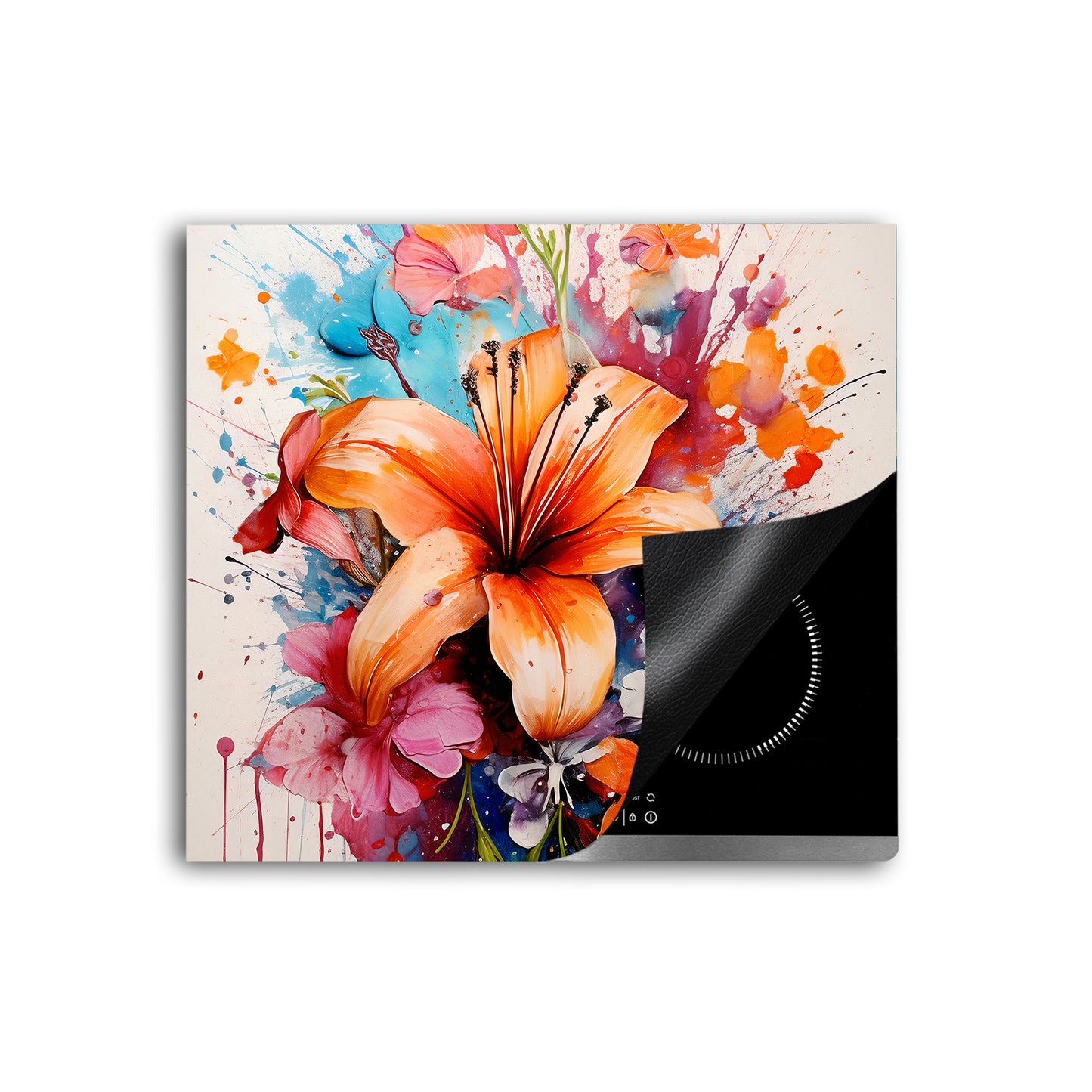 Blumen Abstract Splash Herdabdeckplatte Induktionsschutz für Ceranfeld & Küche Deko