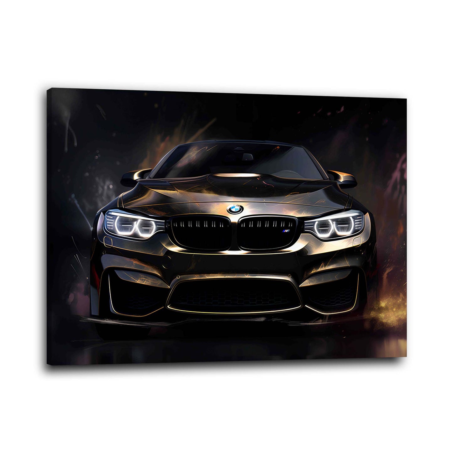 BMW M Sportwagen schwarz gold Lichtspiel Wandbild
