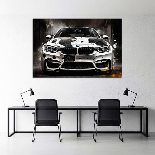 BMW M Sportwagen schwarz weiß Dynamik Wandbild