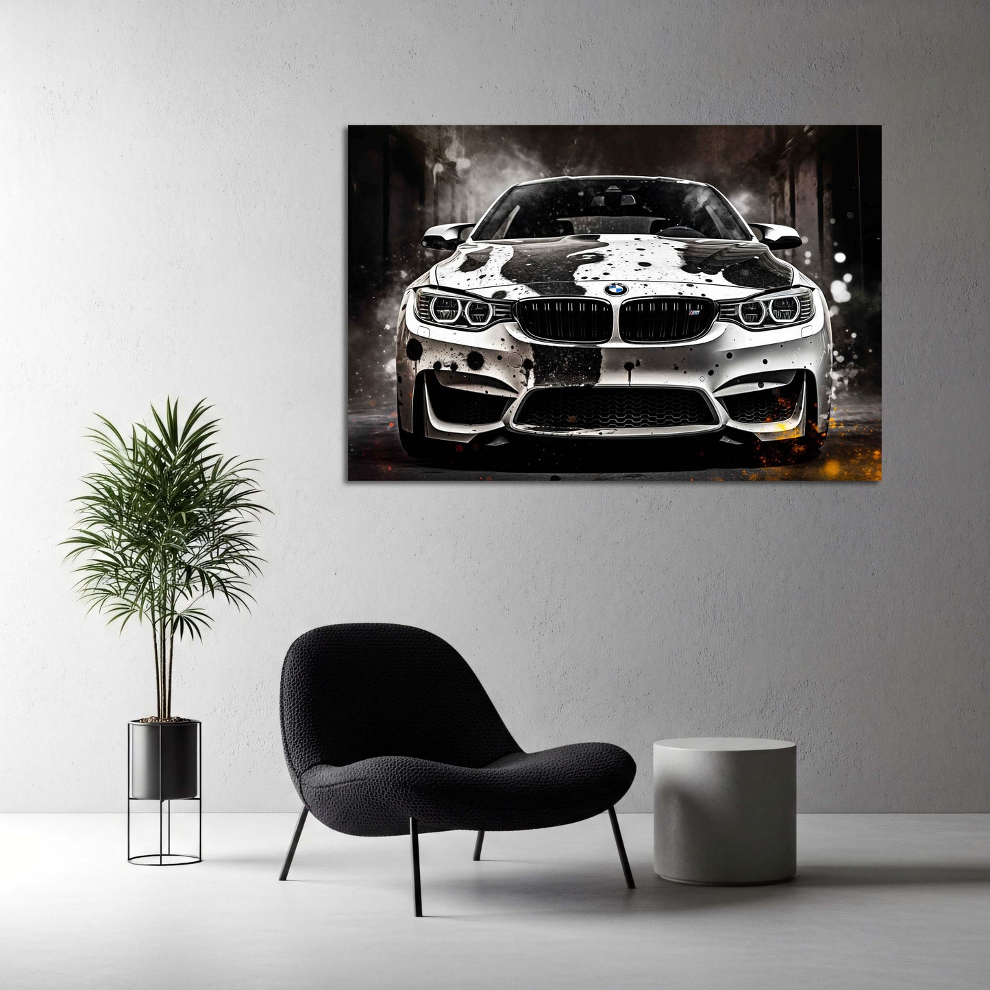 BMW M Sportwagen schwarz weiß Dynamik Wandbild