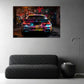 BMW Sportwagen Graffiti Street Art Farbexplosion Wandbild
