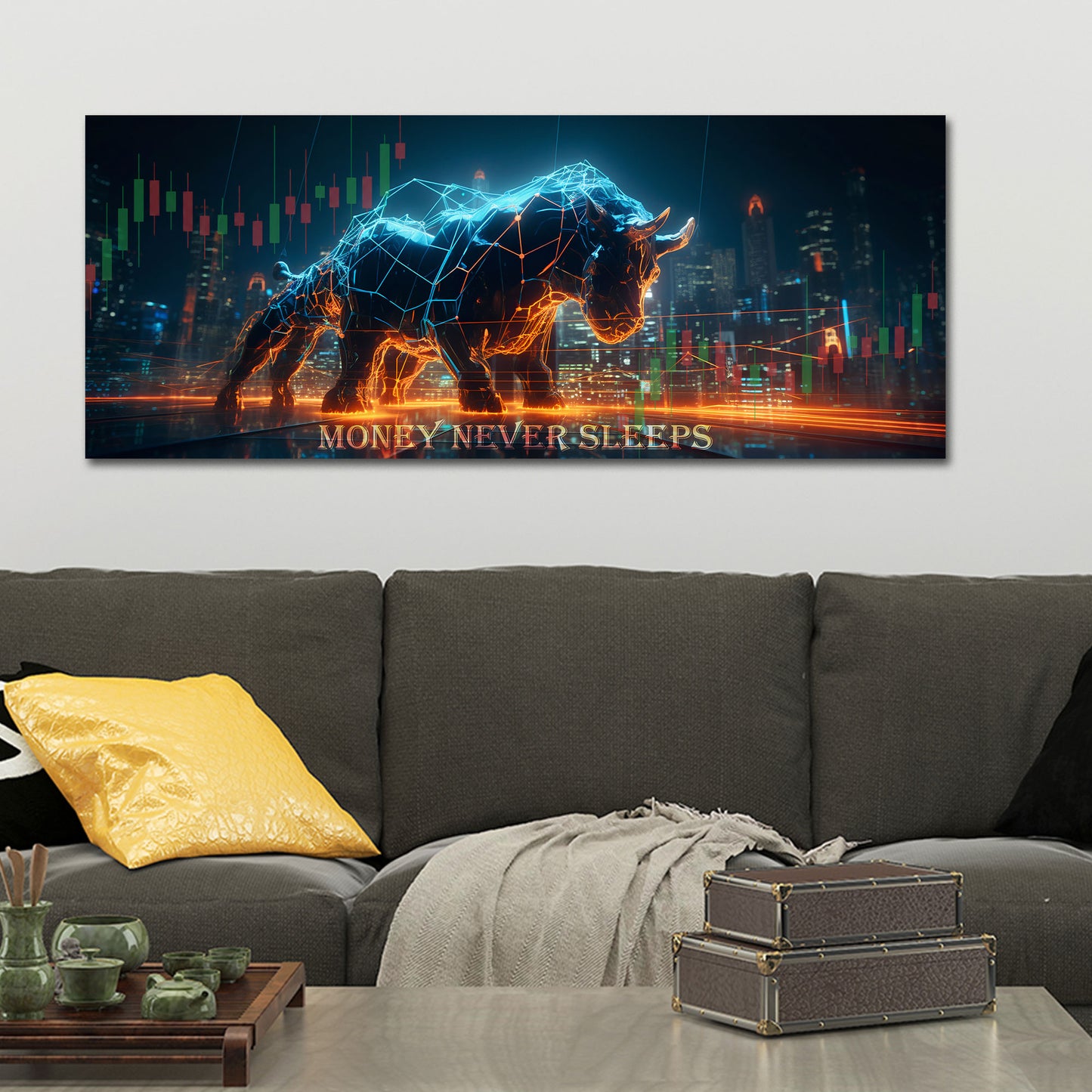 Börsen Bulle Trading Chart Money Motivation Wandbild