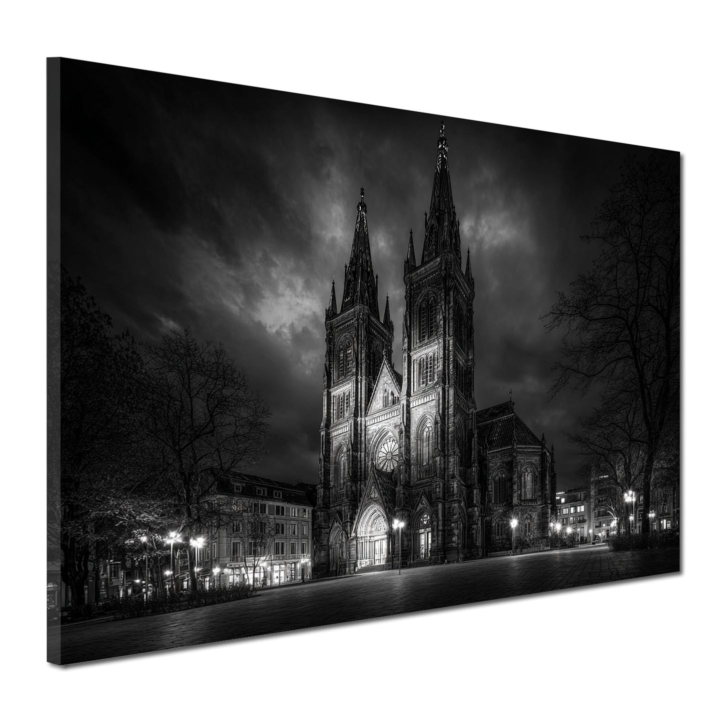 Bonifatiuskirche Wiesbaden schwarz weiß Doppelturmfassade Wandbild