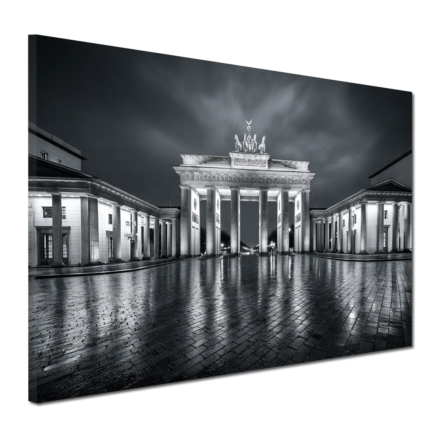 Brandenburger Tor Berlin schwarz weiß Regen Spiegelung Wandbild