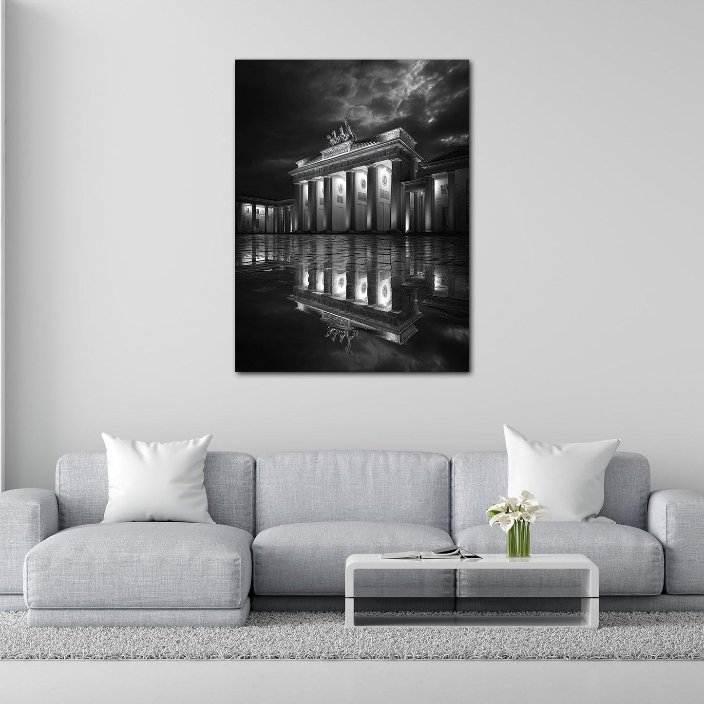 Brandenburger Tor Berlin schwarz weiß Spiegelung Wandbild