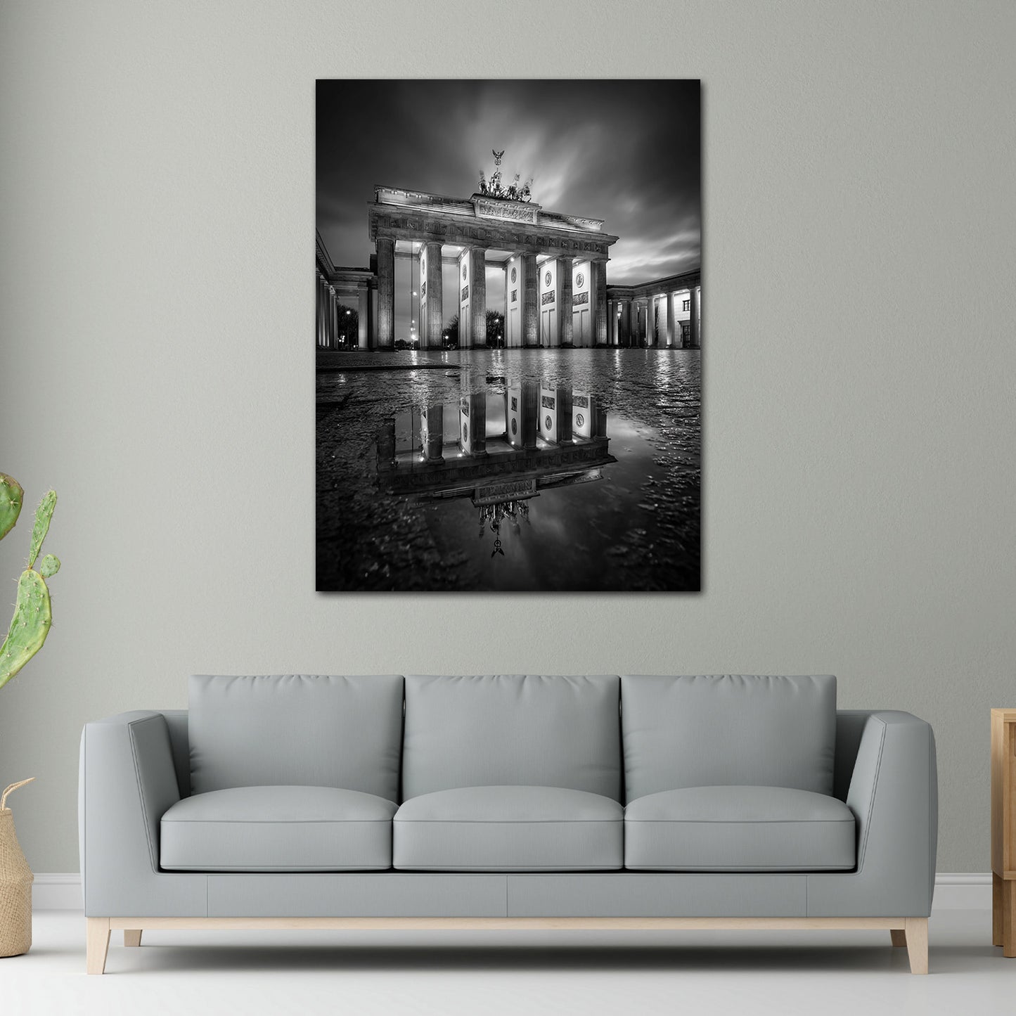 Brandenburger Tor Berlin Spiegelung Nachtaufnahme Wandbild