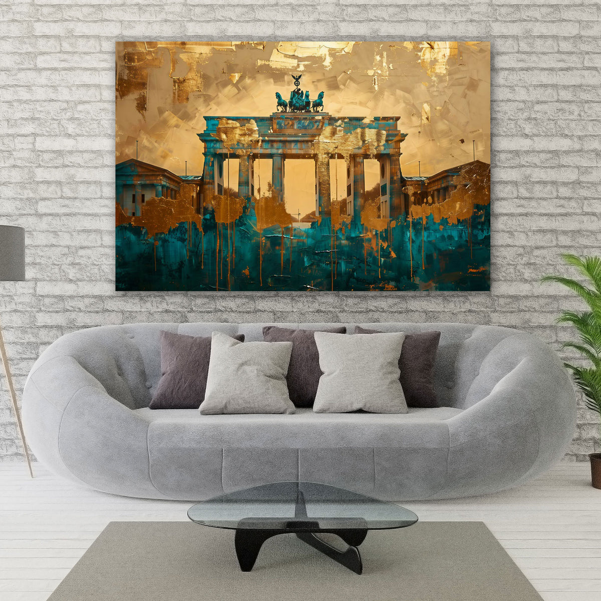 Brandenburger Tor in Gold und Türkis als Wandbild