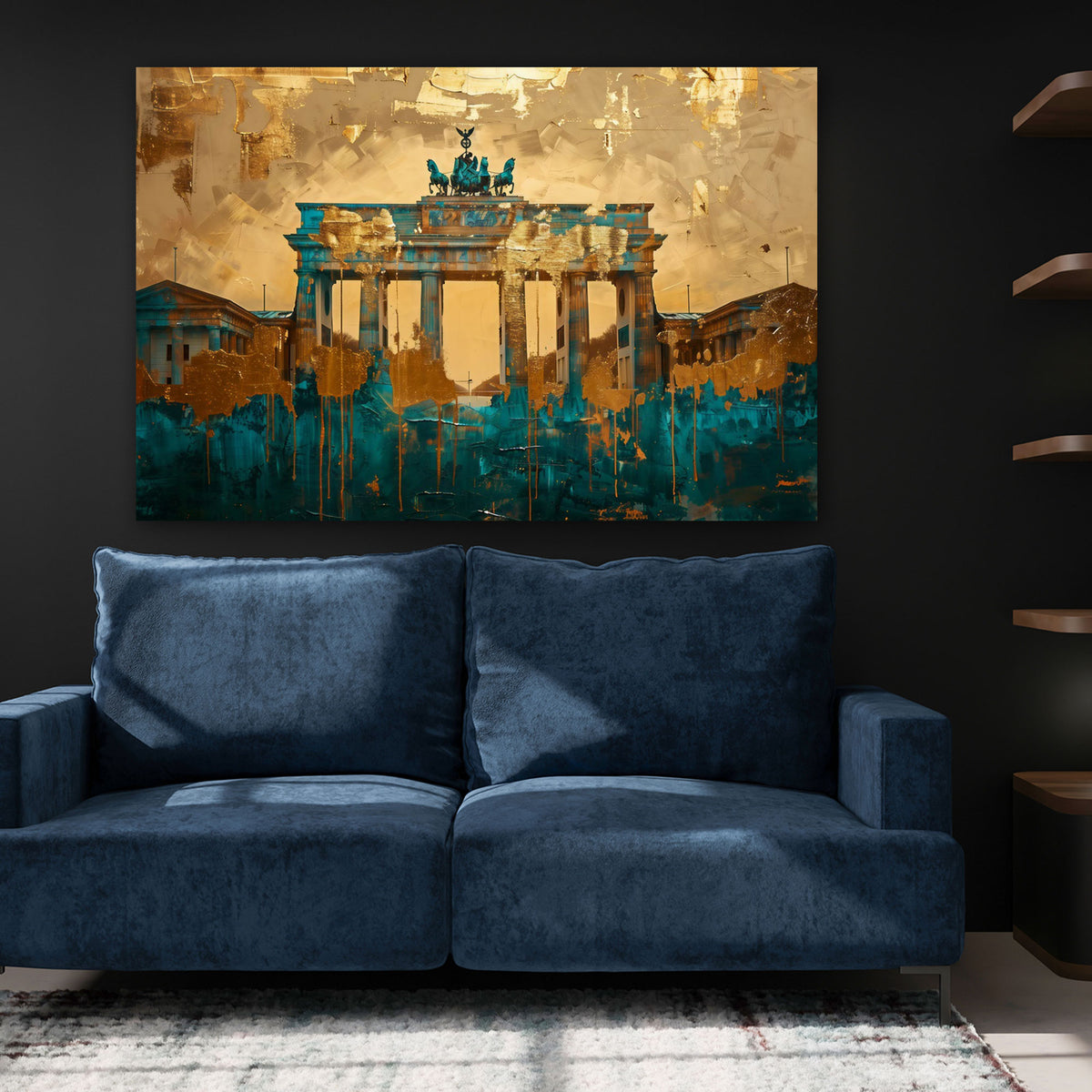 Brandenburger Tor in Gold und Türkis als Wandbild