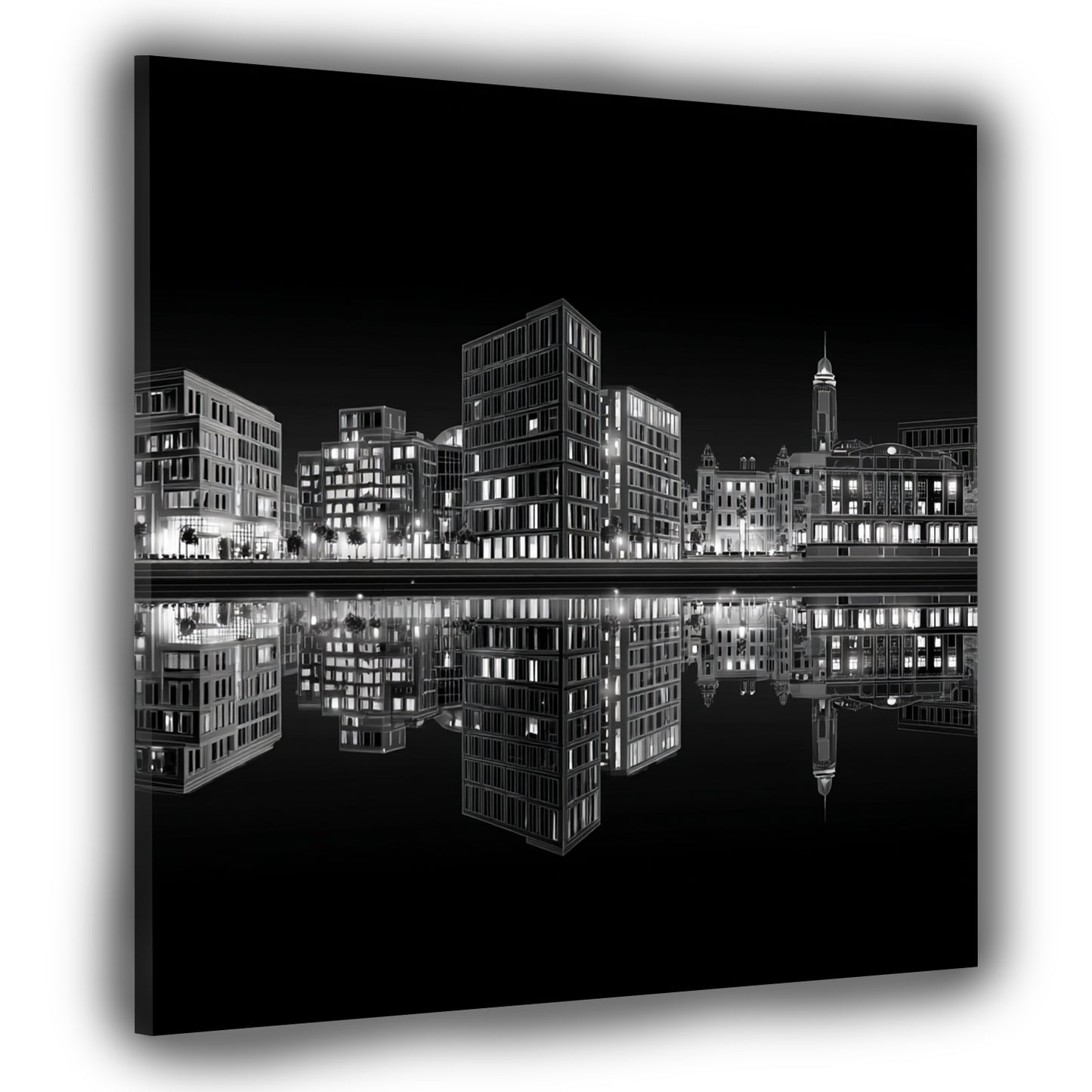 Bremen Skyline schwarz weiß Spiegelung Architektur Wandbild