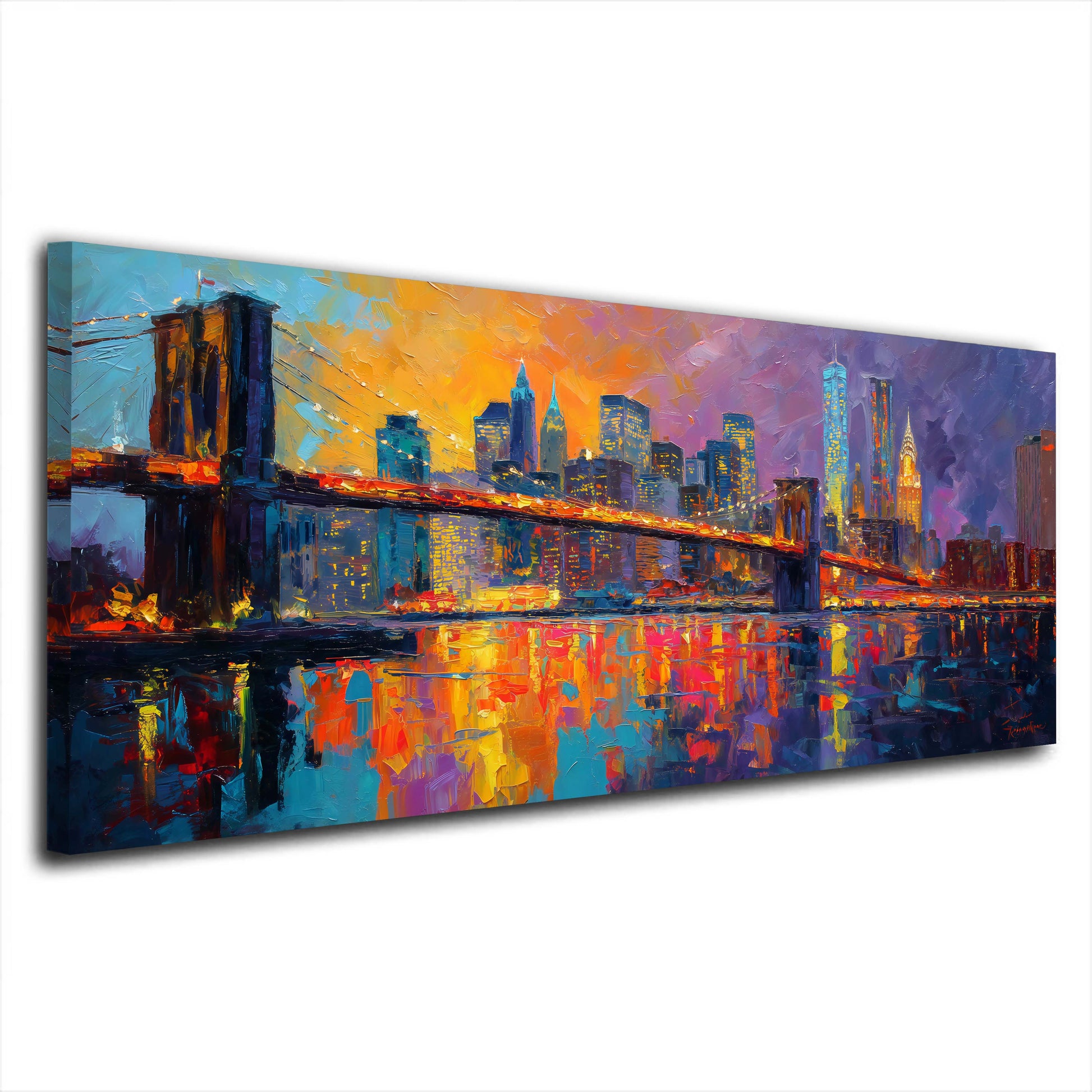 Brooklyn Bridge Abendstimmung Panorama Wandbild
