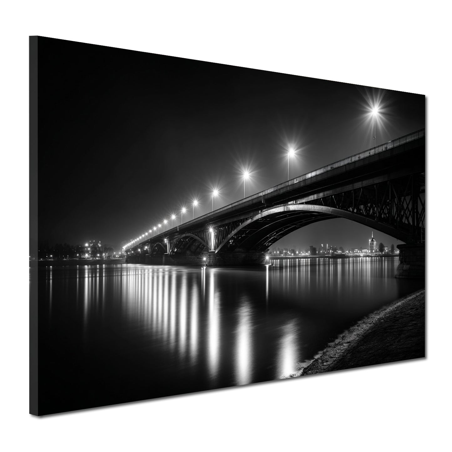 Brückenarchitektur Mainz schwarz weiß Theodor-Heuss Wandbild