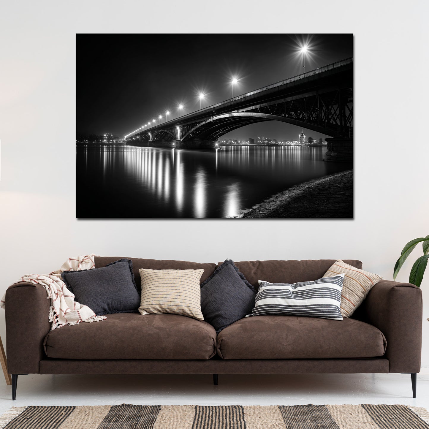 Brückenarchitektur Mainz schwarz weiß Theodor-Heuss Wandbild