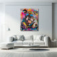 Bulldogge mit Sonnenbrille und Chill Schriftzug Graffiti Wandbild