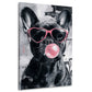 Bulldogge mit Herzbrille und Kaugummi Graffiti Wandbild