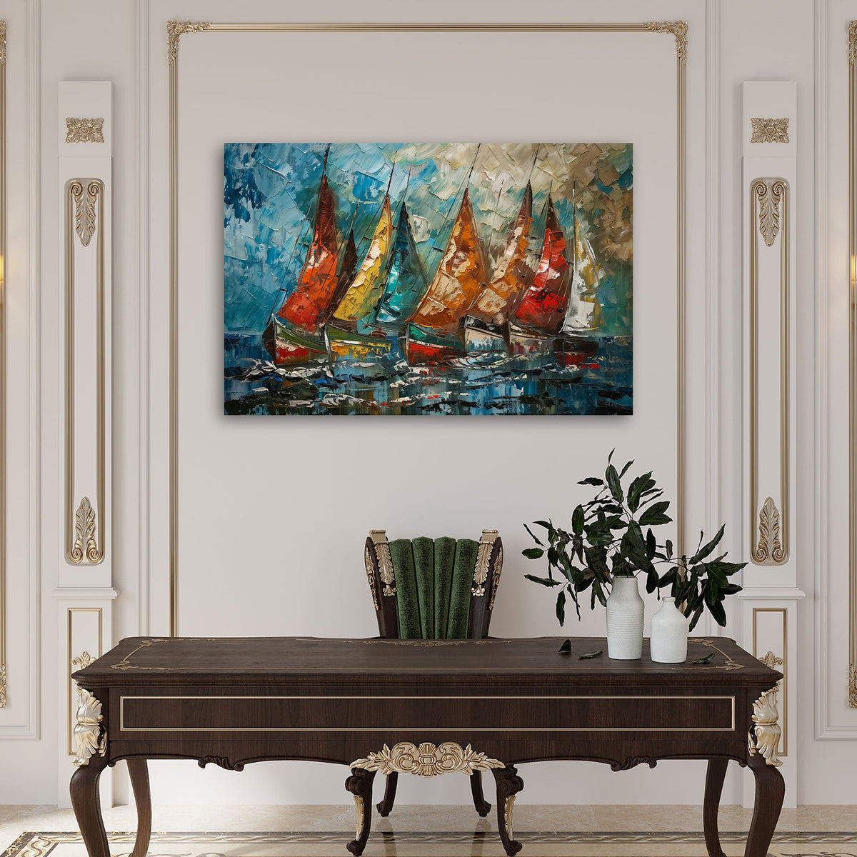 Maritimes Wandbild im Querformat an einer Wohnraumwand