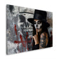 Catrina Frau mit Zylinder vor Totenkopf Graffiti Wandbild