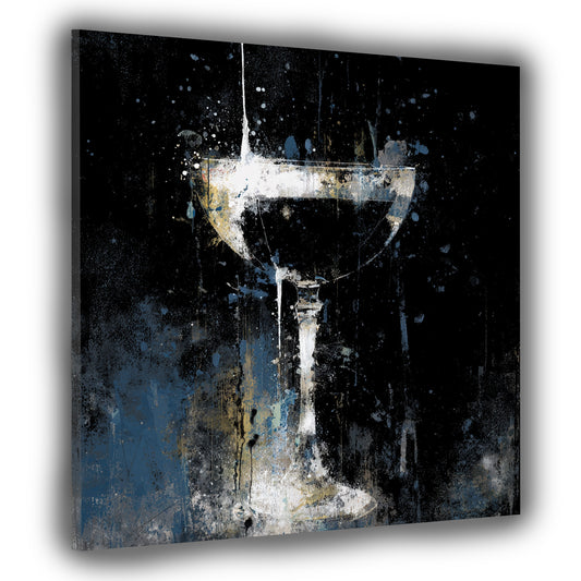 Champagnerglas schwarz gold Malerei Wandbild