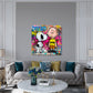 Charlie und Comic Beagle vor bunter Graffiti Wand Wandbild