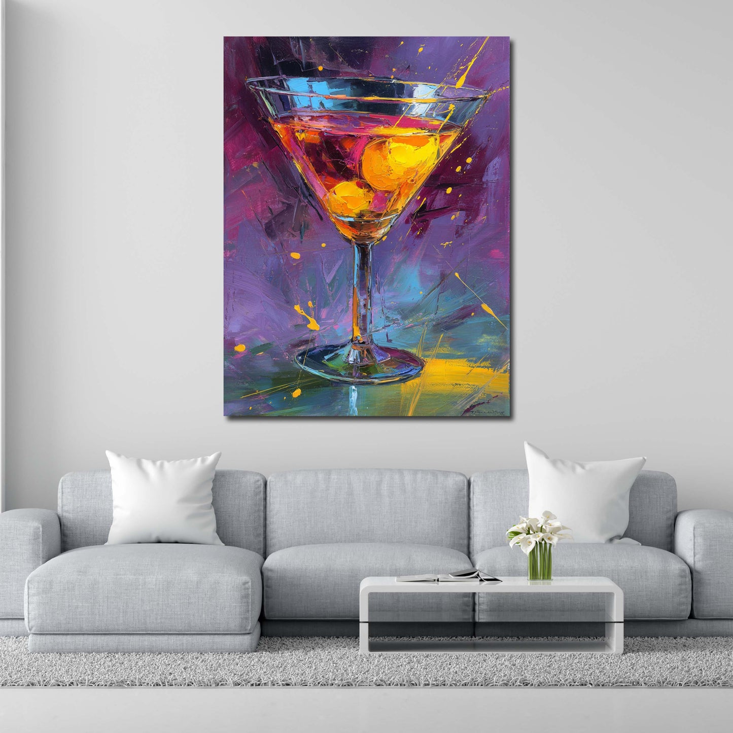 Cocktailglas Pop Art Ölmalerei Wandbild