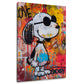 Comic Beagle mit Sonnenbrille und Farbspritzern Wandbild
