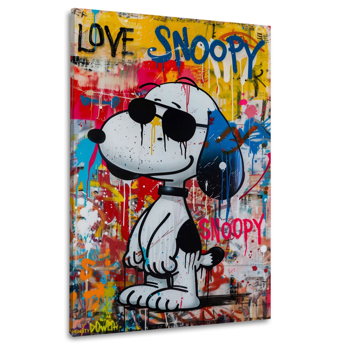 Comic Beagle mit Sonnenbrille und Love Schriftzug Wandbild