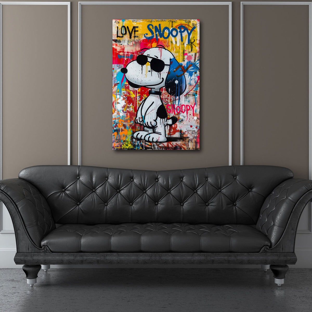 Comic Beagle mit Sonnenbrille und Love Schriftzug Wandbild
