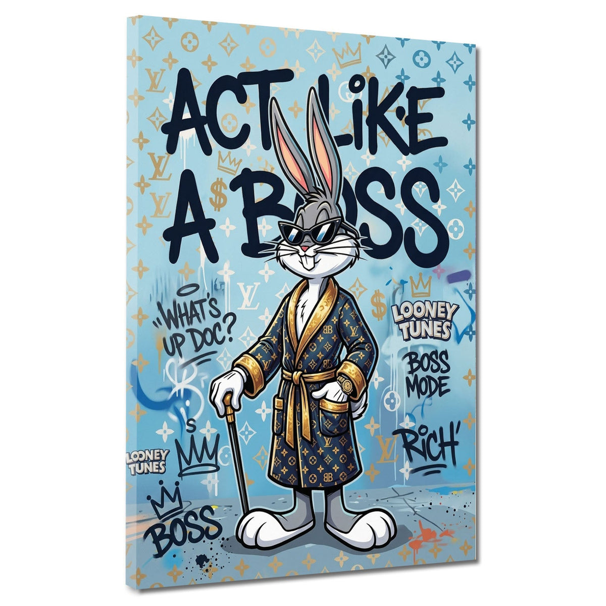 Comic Hase im Bademantel Act Like a Boss Pop Art Wandbild