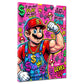 Comic Klempner mit Bizeps Level Up Fitness Pop Art Wandbild