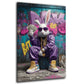 Cooler Hase mit Sonnenbrille hält Geldscheine Wandbild