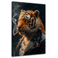 Cooler Tiger in schwarzer Lederjacke Wandbild im Hochformat