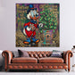 Quadratisches Comic Pop Art Wandbild über einem Sofa im Wohnraum