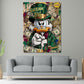 Dagobert Pop Art Wandbild im Hochformat an einer Wohnraumwand