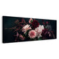 Dahlien in Rosa und Weinrot auf Schwarz Panorama Wandbild
