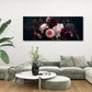 Dahlien in Rosa und Weinrot auf Schwarz Panorama Wandbild