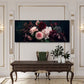 Dahlien in Rosa und Weinrot auf Schwarz Panorama Wandbild