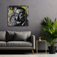 Dalí mit großen Augen in Schwarz-Weiß Street Art Wandbild