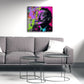 Dalí Porträt mit Schnurrbart in Neon Lila Pop Art Wandbild