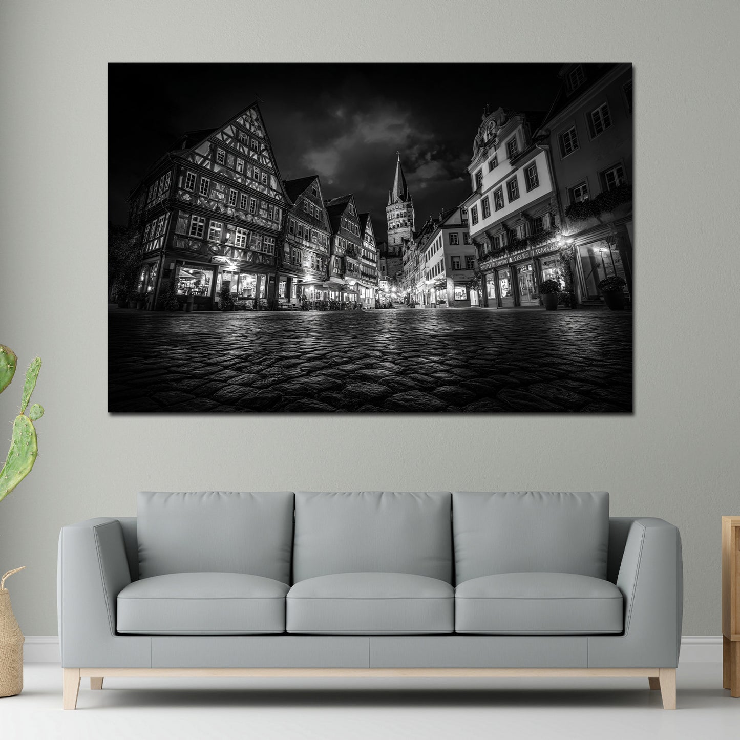 Dom & Altstadt Mainz schwarz weiß historische Fachwerkhäuser Wandbild