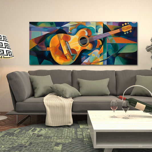 Drei blaue Gitarren an der Wand Panorama Wandbild