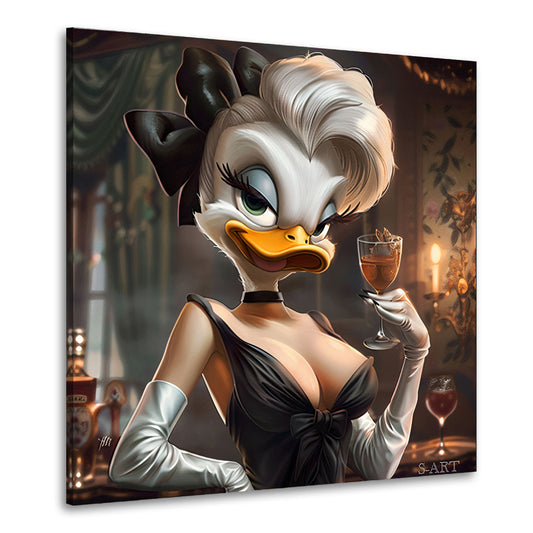 Duck elegante Dame im Cocktail Kleid Luxus Bar Stil Wandbild