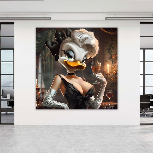 Duck elegante Dame im Cocktail Kleid Luxus Bar Stil Wandbild