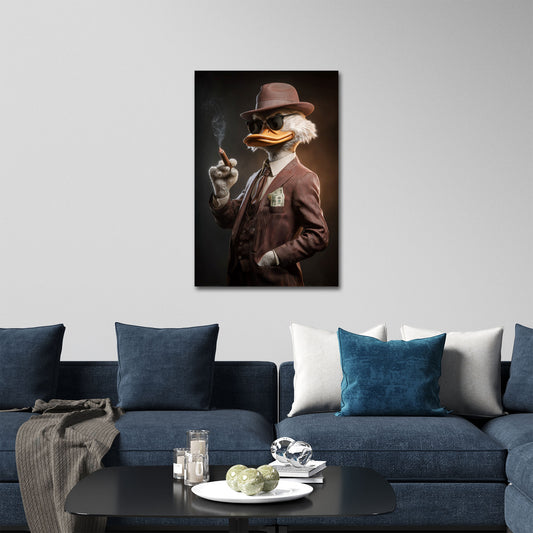 Duck im Luxus mit Anzug und Geld Business Erfolg Wandbild