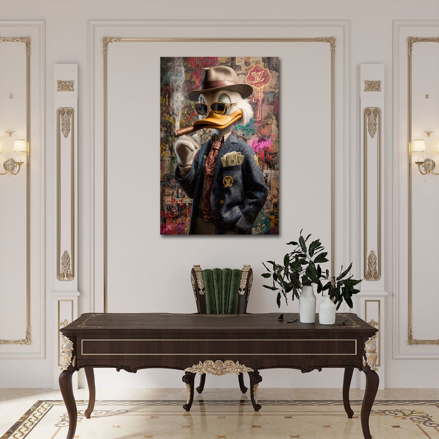 Duck mit Stil Fashion Anzug Geld, Luxus und Business Wandbild