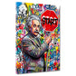 Einstein mit Pfeife und Start Schild Pop Art Graffiti Wandbild