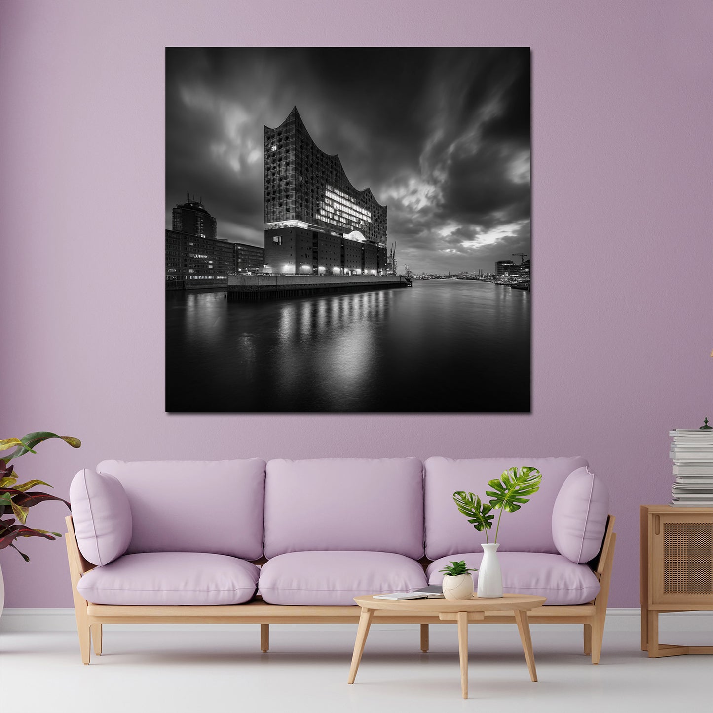 Elbphilharmonie Hamburg schwarz weiß Wahrzeichen Wandbild