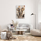 Elefanten Wandbild im Boho Stil über einem Sofa im Wohnraum