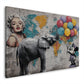 Elefant mit Ballons, Marilyn und Comic Maus Street Art Wandbild