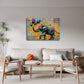 Elefant mit Luftballons vor gelber Wand Street Art Wandbild