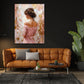 Elegante Frau Rückenansicht rosa Kleid Kunst Wandbild