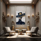 Elegante Frau schwarzer Hut Gold expressiv Wandbild